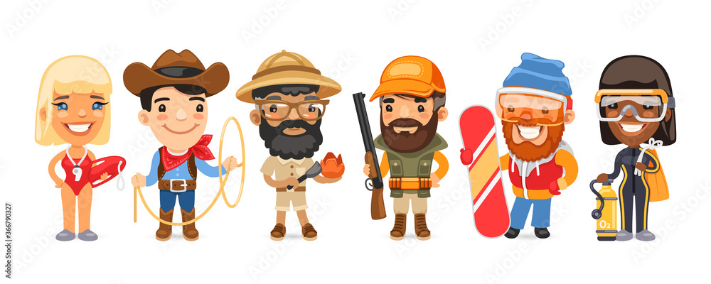 Cartoon Worker Characters with Different Professions Cartoon Worker Characters with Different Professions