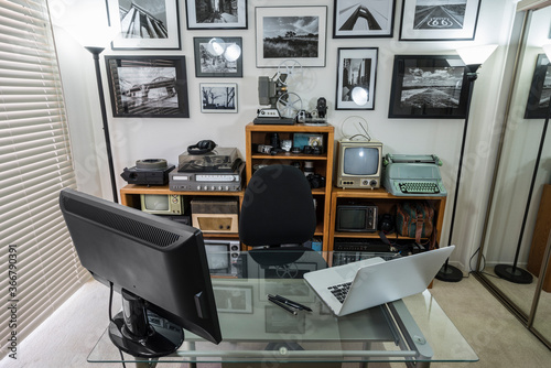 Home office with vintage el...