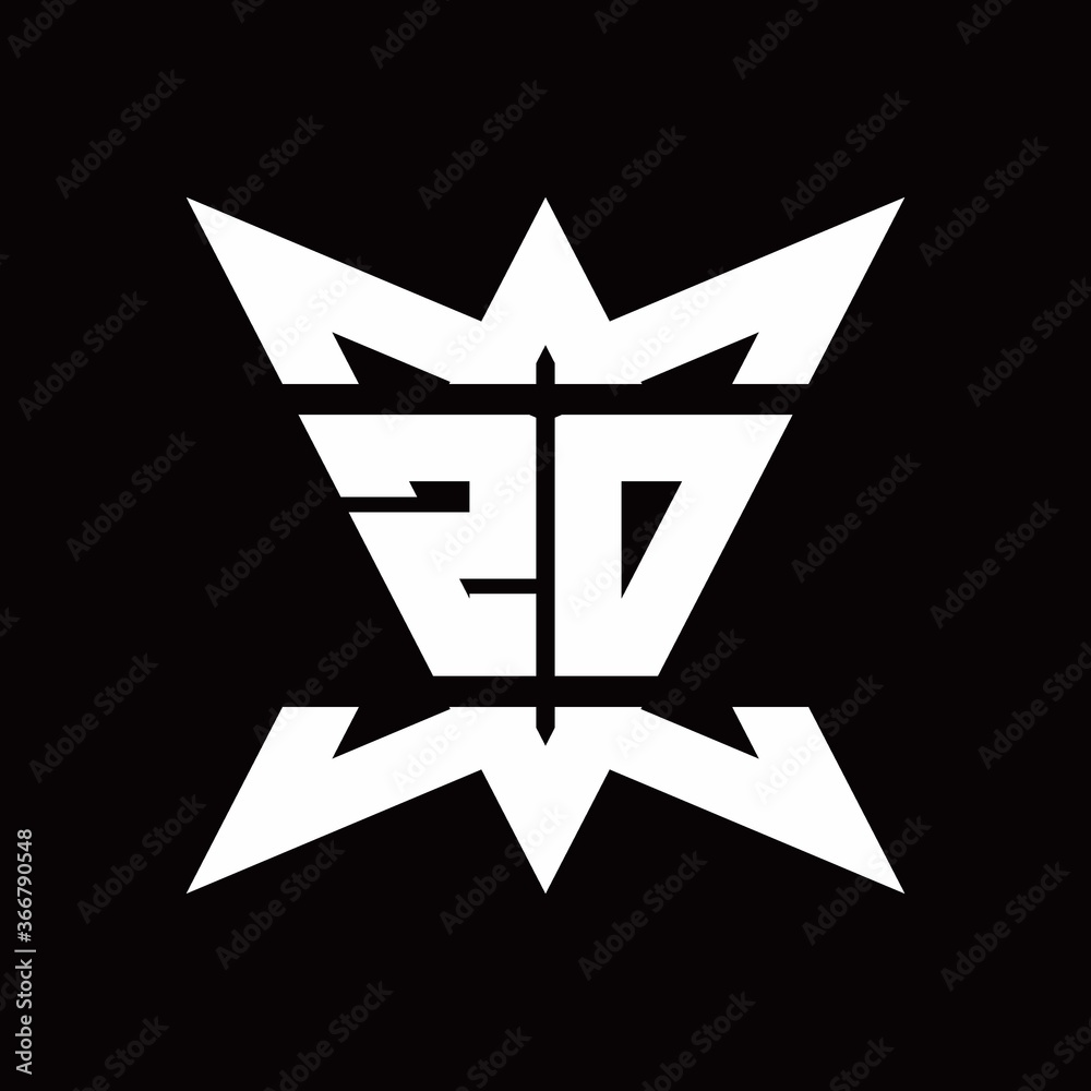 ZD Logo monogram with crown up down side design template ZD Logo monogram with crown up down side design template