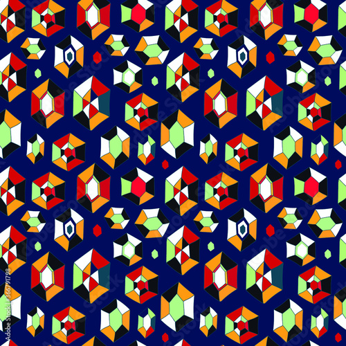 cartoon illustration with diamond. seamless vector pattern i with bright decorative illustrations of precious stones, with colored faces.