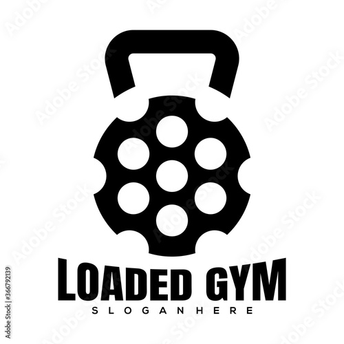 gun barrel gym creative logo icon design vector