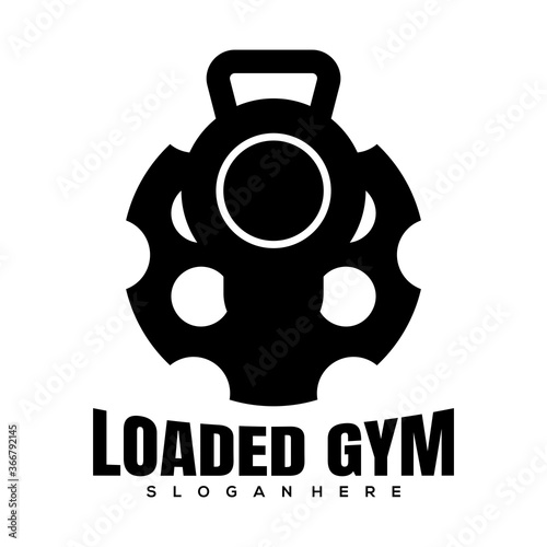 gun barrel gym creative logo icon design vector