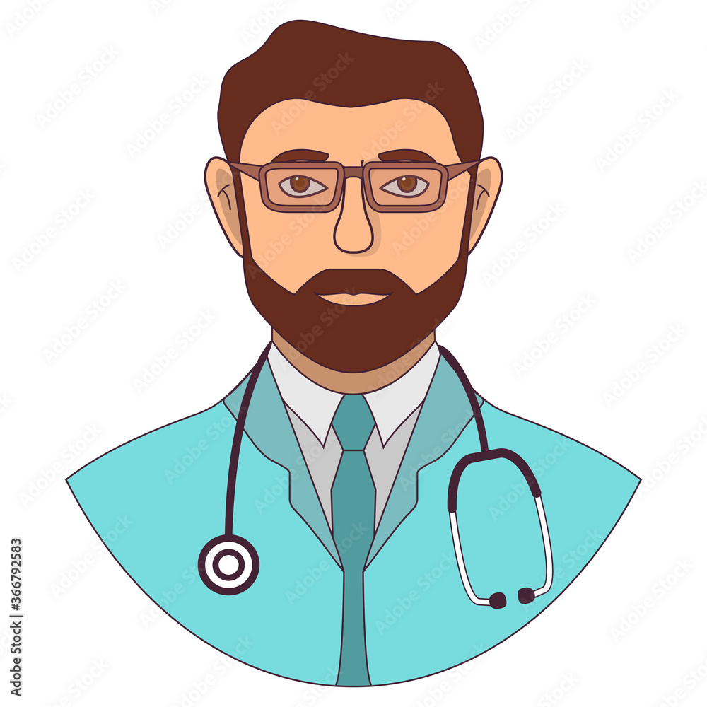 The male doctor.Flat vector.Medical staff man. The male doctor.Flat vector.Medical staff man.
