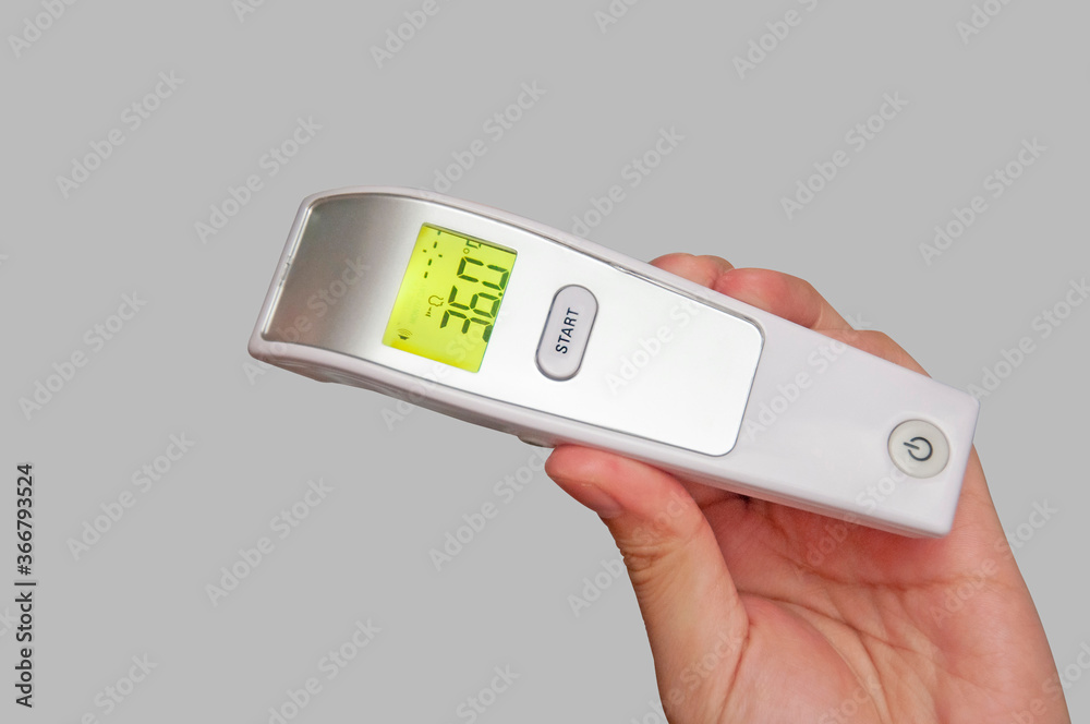 Digital Thermometer for check forehead temperature screening from Coronavirus Pandemic 2019 (covid 19). Isolated on clear background. Digital Thermometer for check forehead temperature screening from Coronavirus Pandemic 2019 (covid 19). Isolated on clear background.