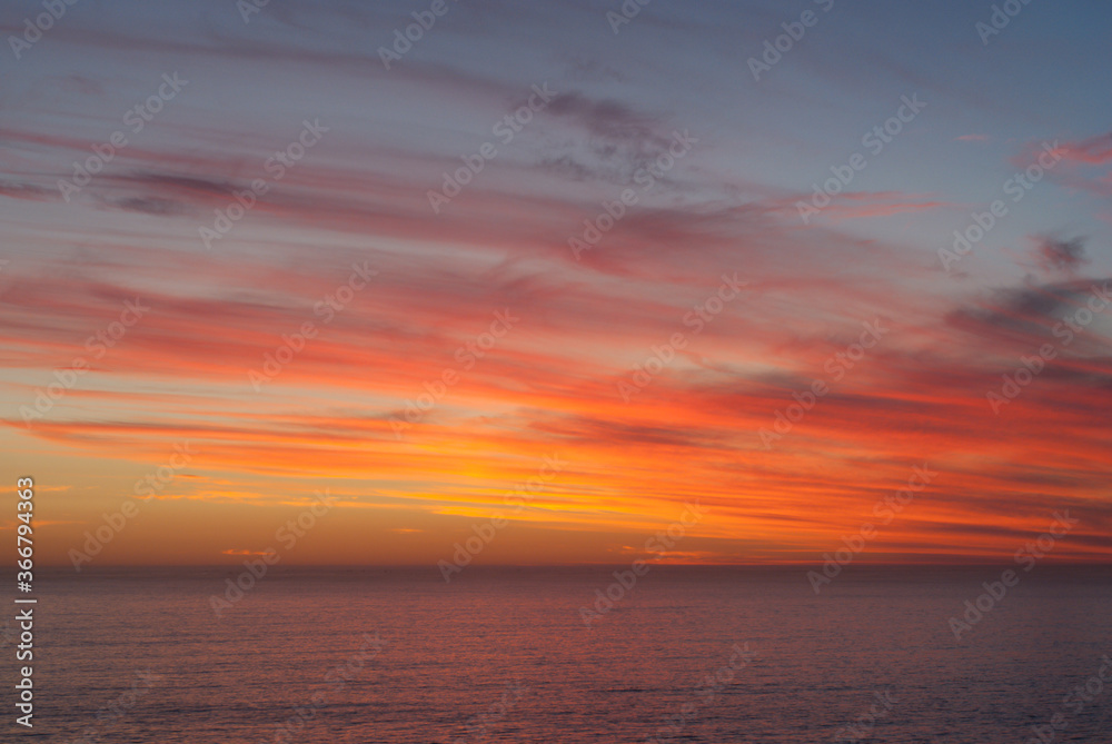  Beautiful colorful sunset over the ocean.