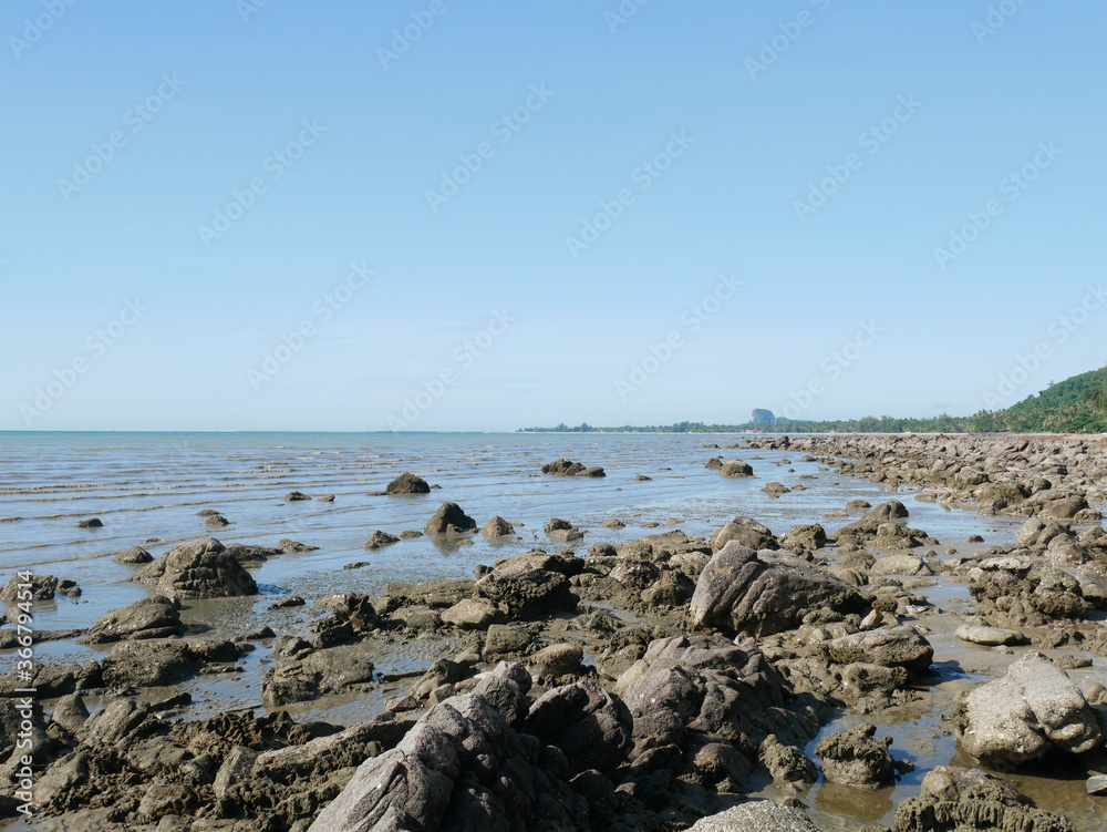 Seashore with many rocks in Thailand Seashore with many rocks in Thailand