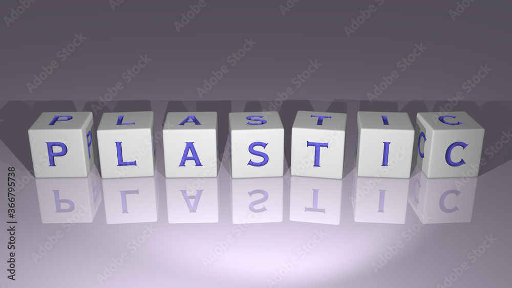 Plastic built by dice letters and color crossing for the related meanings of the concept by 3D rendering. background and illustration Plastic built by dice letters and color crossing for the related meanings of the concept by 3D rendering. background and illustration