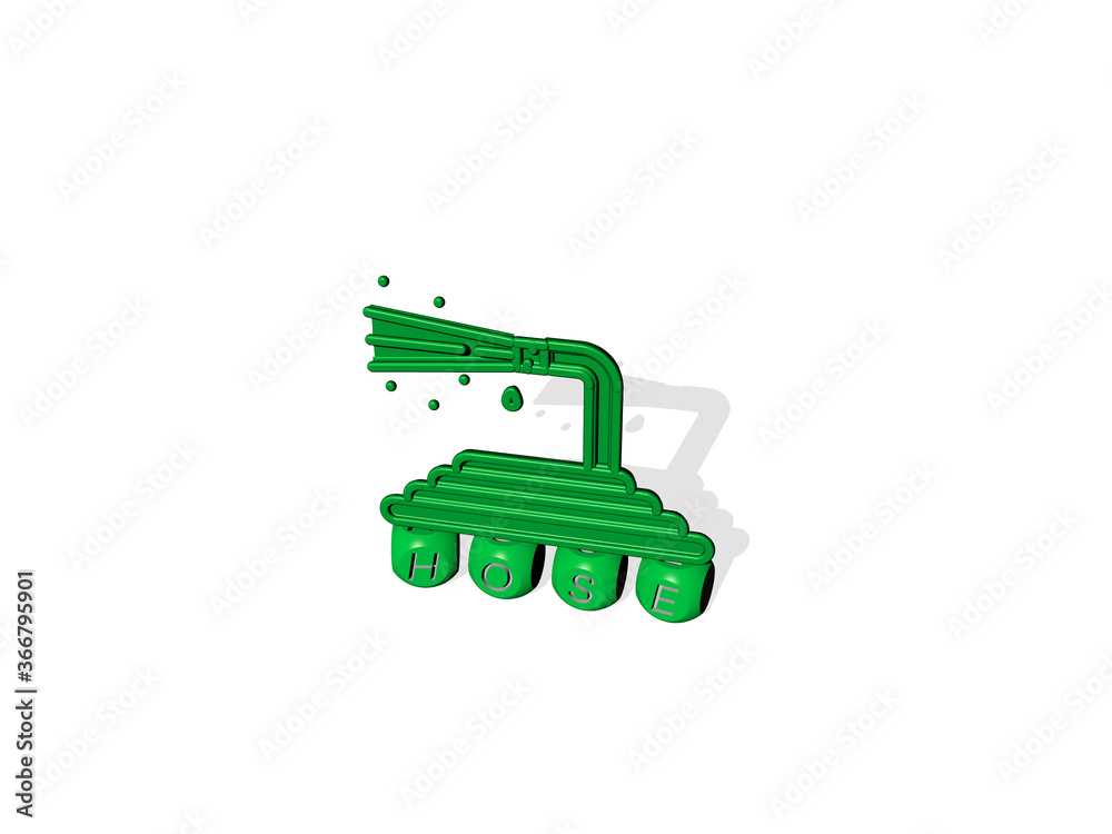 3D illustration of HOSE graphics and text made by metallic dice letters for the related meanings of the concept and presentations. equipment and fire 3D illustration of HOSE graphics and text made by metallic dice letters for the related meanings of the concept and presentations. equipment and fire