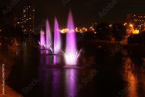 fountain in the night city Kiev