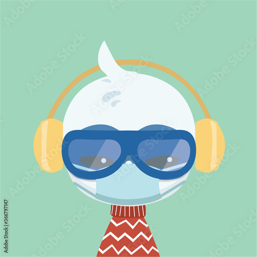 Face mask cartoon animal illustration.