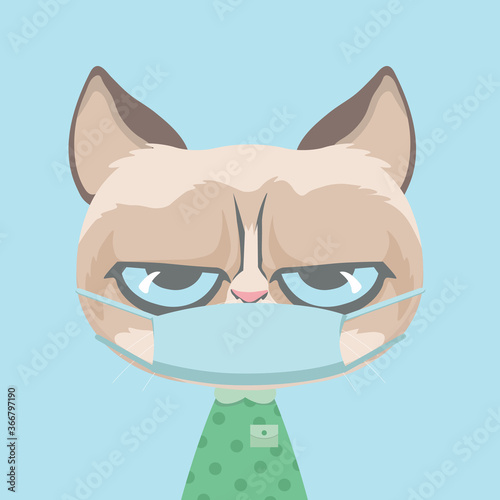 Face mask cartoon animal illustration.