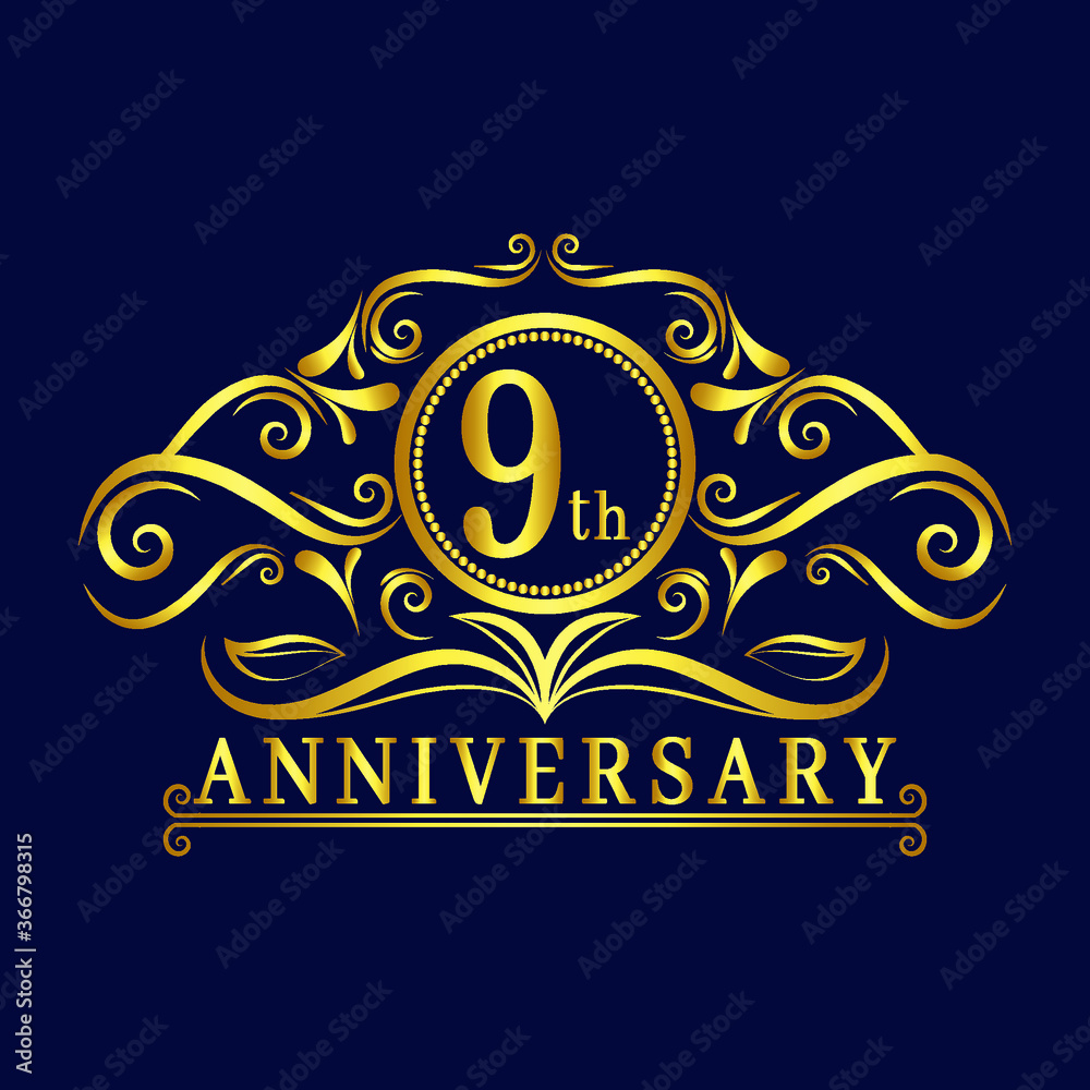 9 years Anniversary logo, luxurious 9th Anniversary design celebration. 9 years Anniversary logo, luxurious 9th Anniversary design celebration.
