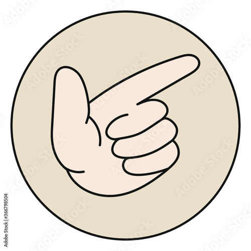 Finger pointing the direction in a circle on a beige background