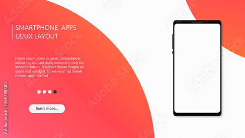 Vector modern UI/UX smartphone apps layout design background for website, landing page, cover, banner with blank screen mock ups.