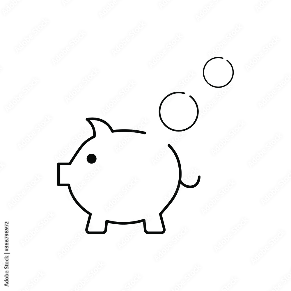 Obraz premium Piggy bank line icon, savings on the black background.