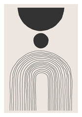 Papier peint photo Minimaliste art Esquisse linéaire abstraite aux traits artistiques  © C Design Studio