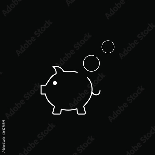 Piggy bank line icon, savings on the black background.