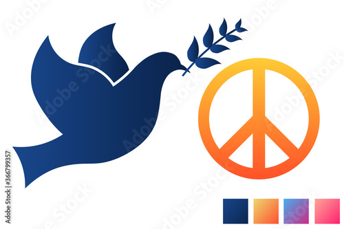 Set of symbols of peace with gradient color palette. Template for background, banner, card, poster. Vector EPS10 illustration.
