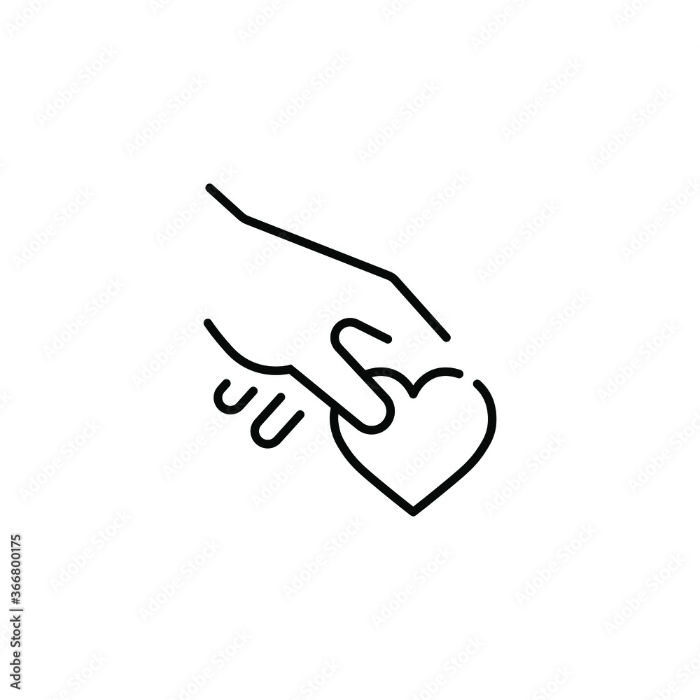 Hand hold a heart simple line icon.
