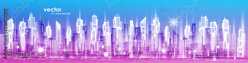 Urban vector cityscape. Skyline city silhouettes. City landscape template. City background with architecture, skyscrapers, megapolis, buildings, downtown.