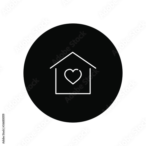 Home with heart line icon.