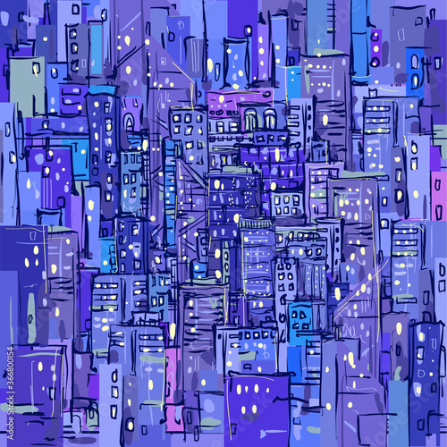 City background with architecture, skyscrapers, megapolis, buildings, downtown. Urban vector cityscape. Thin line City landscape