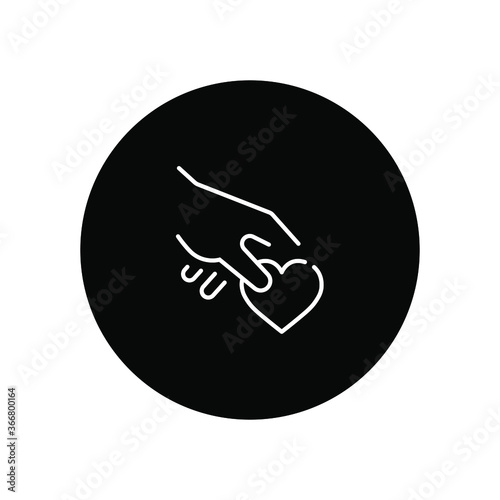 Hand hold a heart simple line icon.