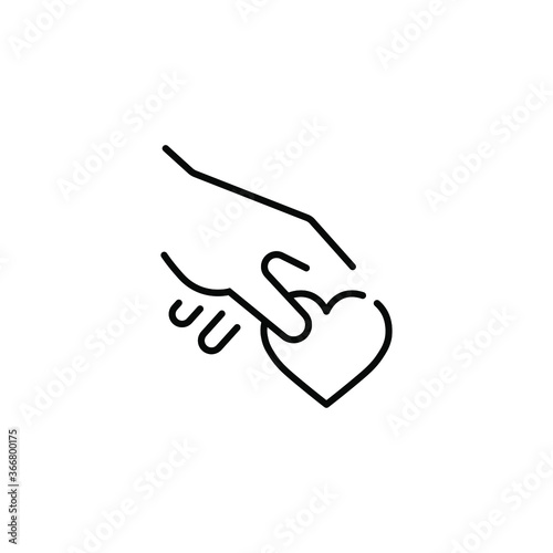 Hand hold a heart simple line icon.