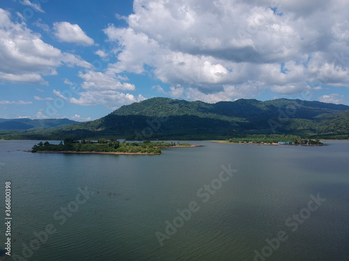 Dramatic and beautiful aerial view Lake of Beris or "Tasik Beris" during morning at Sik, Kedah, Malaysia  © fiqah