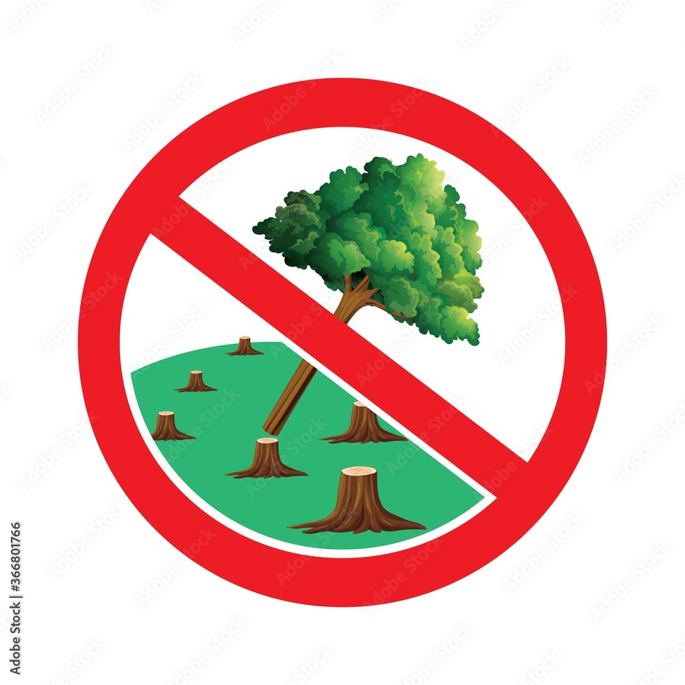 Do not cut trees sign. Do not destroy forest symbol drawing by ...