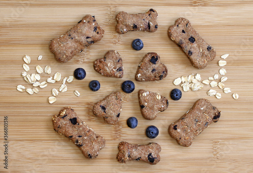 Homemade Blueberry, Oat and Peanut Butter dog cookies.
