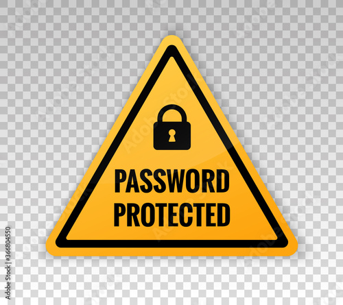 Password protected icon. Area secure lock sign isolated on background with message password protected. Vector