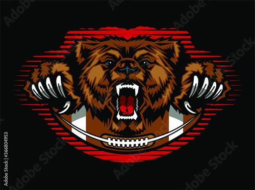 Εκτύπωση καμβά bears football team design with mascot and half ball for school, college or leag