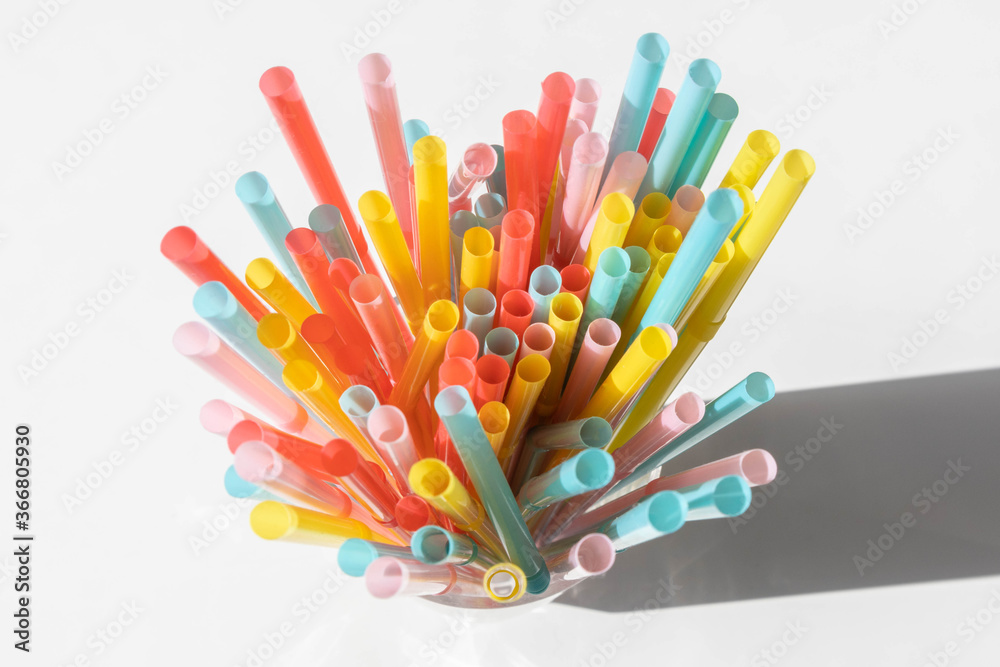 Colourful straws arranged in a vibrant display. 
