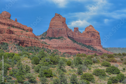 Beautiful view of Red rock formations in Northern Arizona, Yavapai County, Coconino National Forest, Arizona