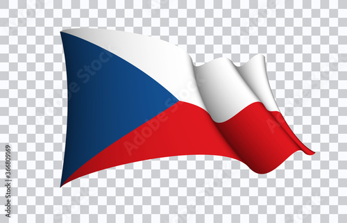 Czechia flag state symbol isolated on background national banner. Greeting card National Independence Day of the Czech Republic. Illustration banner with realistic state flag.