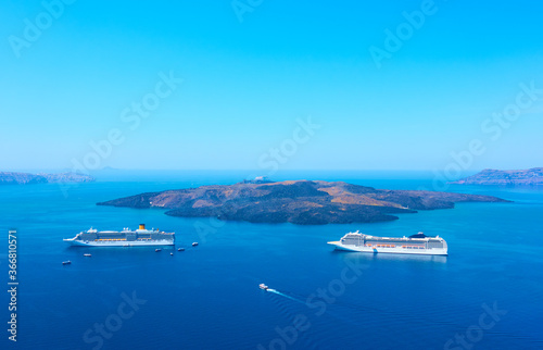 Aegean Sea with cruise ships from Santorini © Roman Sigaev