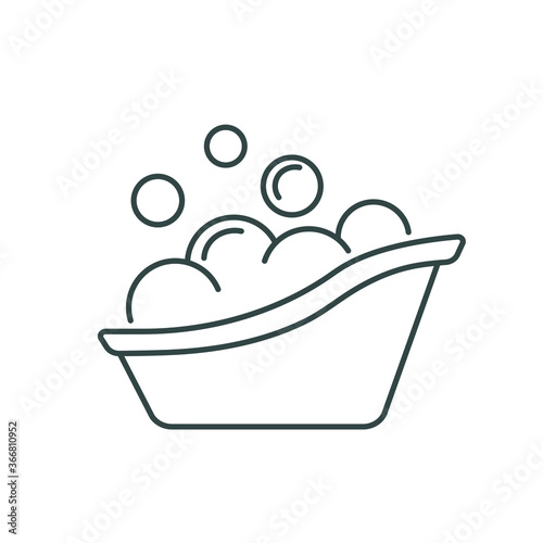 baby line icon, baby bath