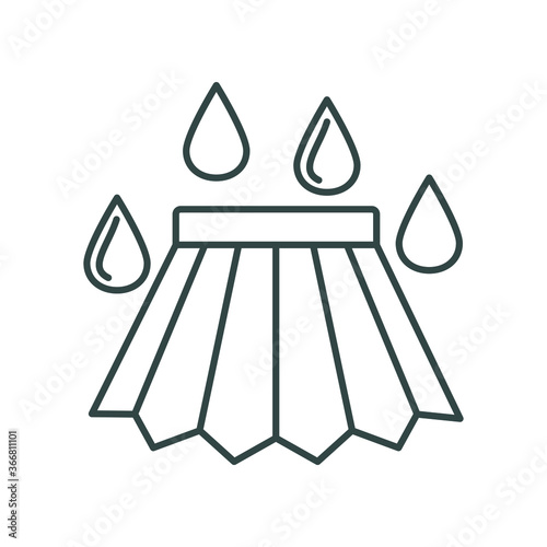 line icon, hat used for washing child's, drops around