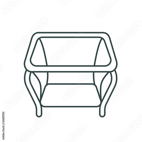 line icon, baby cot - playpen on legs