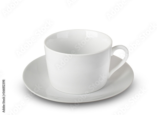White cup isolated on white background with clipping path.