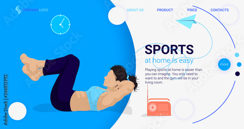 Home sports and fitness. Illustration in the form of a website