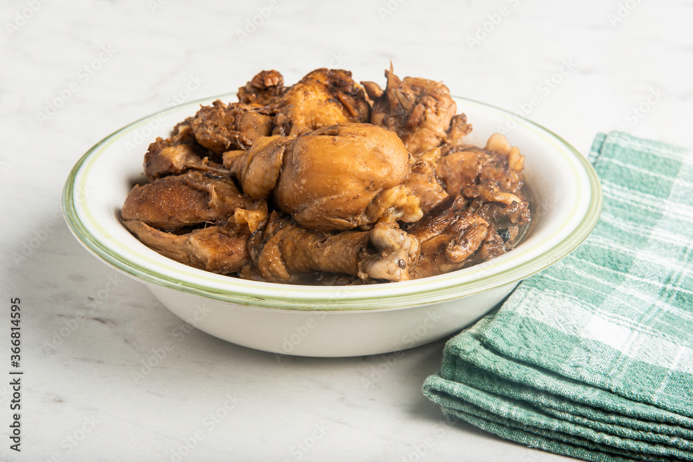 Filipino-Style Chicken Adobo Dish In Serving Bowl Filipino-Style Chicken Adobo Dish In Serving Bowl
