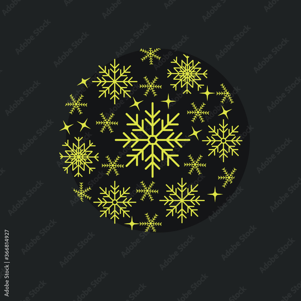 Golden linear snowflakes on a dark background. Winter. New Year Golden linear snowflakes on a dark background. Winter. New Year