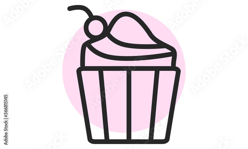 Cupcake icon. Cake, muffin web icon. Concept of dessert. For restaurant websites. Vector illustration isolated on white background.