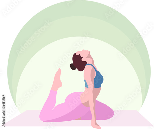 Vector woman practicing yoga with pink pant and gym top