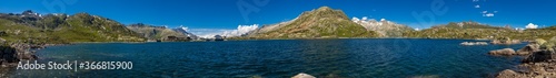 Panorama alps pass with lake in summer © Ru