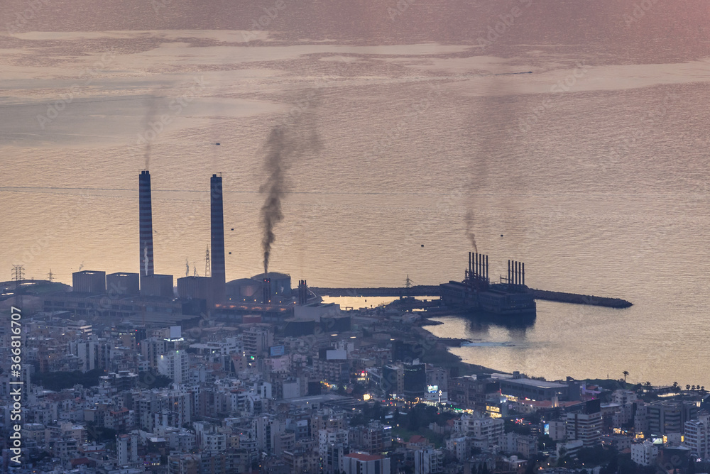 Power Plant in Zouk Mikael city on the Mediterranean Sea coast in Lebanon