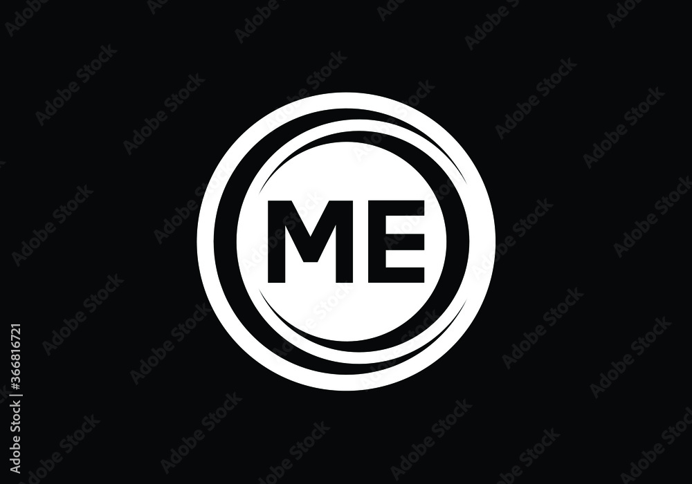 M E letter sign symbol. Initial Letter M E Logo Design Vector Template. Monogram logo