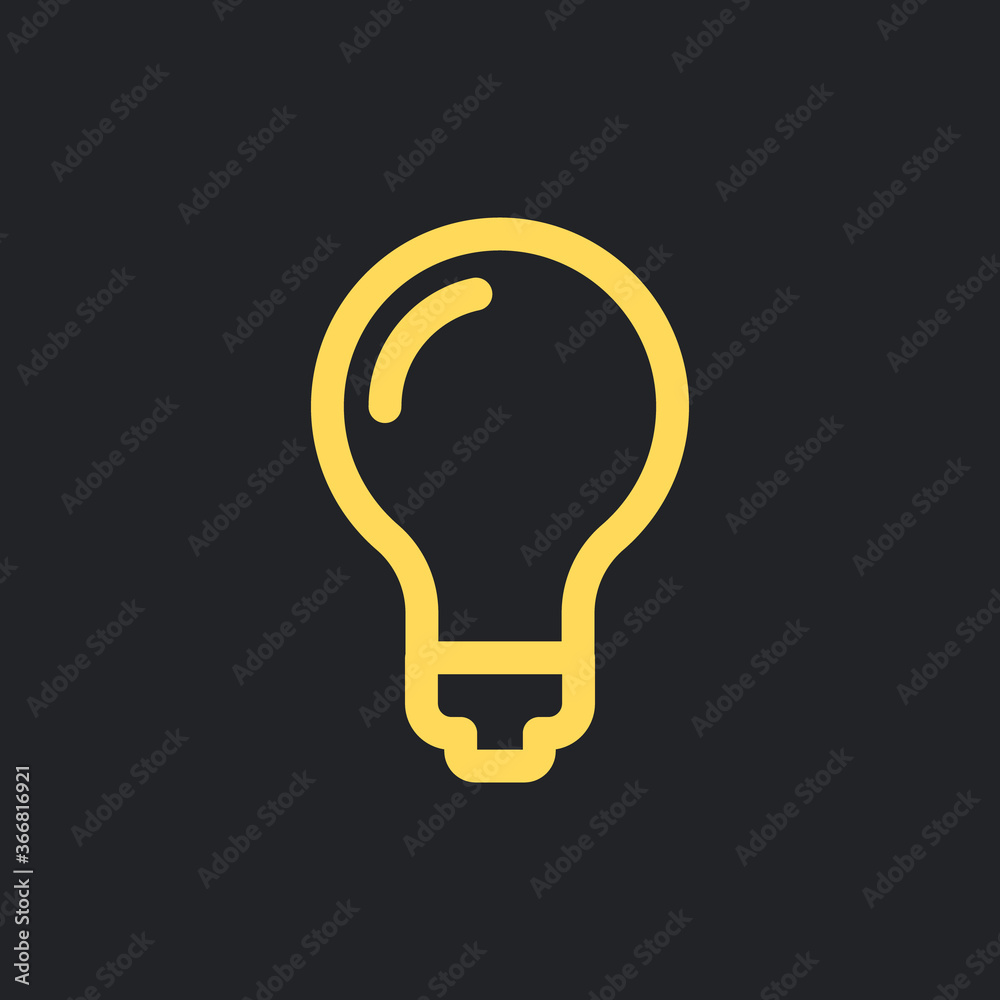 Light bulb icon, symbol of idea. Linear vector pictogram. Light bulb icon, symbol of idea. Linear vector pictogram.